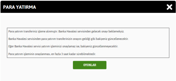Banka havalesi ile para yatırma