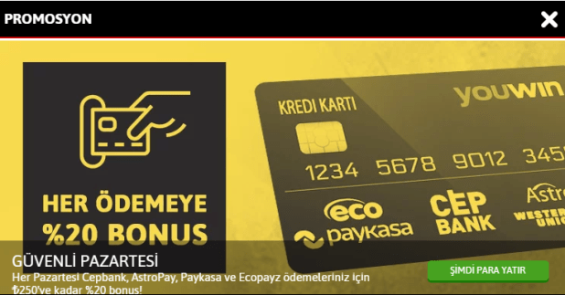 Youwin Pazartesi Bonusu