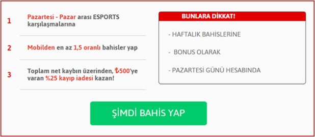 E-Sports Nakit İade Bonusu