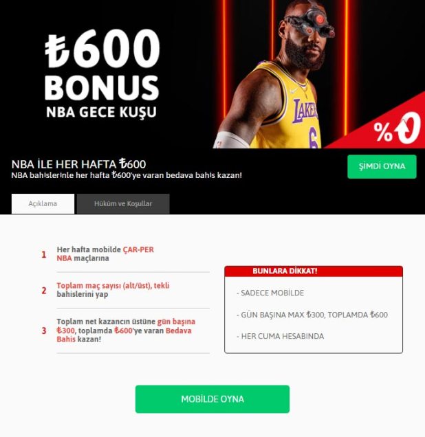 Youwin NBA ÖZEL Gece Kuşu Bonusu