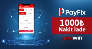 Youwin payfix nakit iade bonusu.