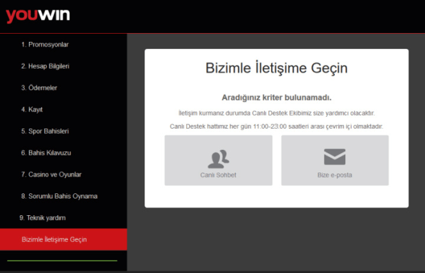 Youwin Canlı Destek Hizmeti